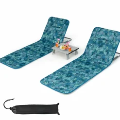 Tangkula 3 Pieces Beach Chairs for Adults, Backpack 2 Pack Beach Chairs Set with Folding Side Table