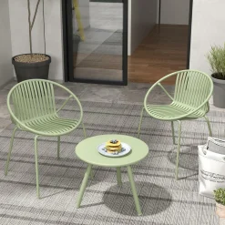Tangkula 3 Pieces Bistro Set, All Weather PP Patio Conversation Set