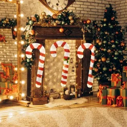 Tangkula 3 Pieces Christmas Lighted Outdoor Candy Canes, 31.5