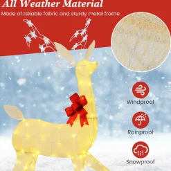 Tangkula 3 Pieces Christmas Lighted Reindeer Family Set