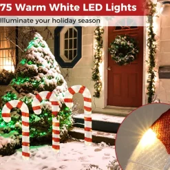 Tangkula 3 Pieces Christmas Lighted Outdoor Candy Canes, 31.5