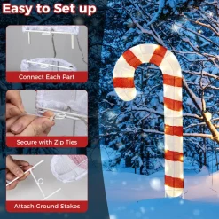 Tangkula 3 Pieces Christmas Lighted Outdoor Candy Canes, 31.5