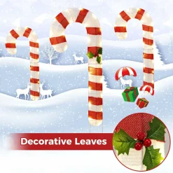 Tangkula 3 Pieces Christmas Lighted Outdoor Candy Canes, 31.5