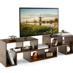 Tangkula 3 Pieces Console TV Stand, Free-Combination Entertainment Center for 50 55 60 65 Inch TV
