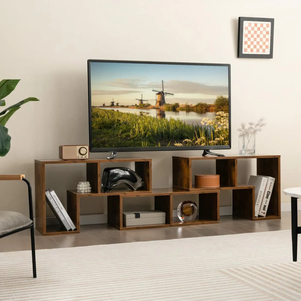 Tangkula 3 Pieces Console TV Stand, Free-Combination Entertainment Center for 50 55 60 65 Inch TV