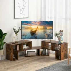 Tangkula 3 Pieces Console TV Stand, Free-Combination Entertainment Center for 50 55 60 65 Inch TV