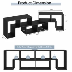 Tangkula 3 Pieces Console TV Stand, Free-Combination Entertainment Center for 50 55 60 65 Inch TV