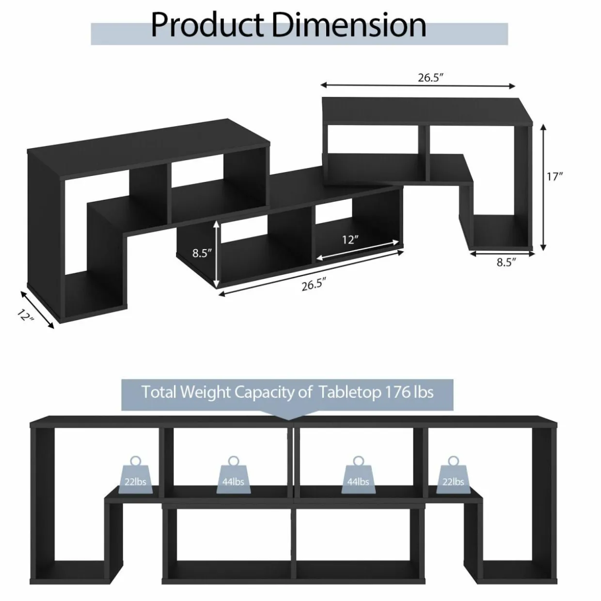 Tangkula 3 Pieces Console TV Stand, Free-Combination Entertainment Center for 50 55 60 65 Inch TV