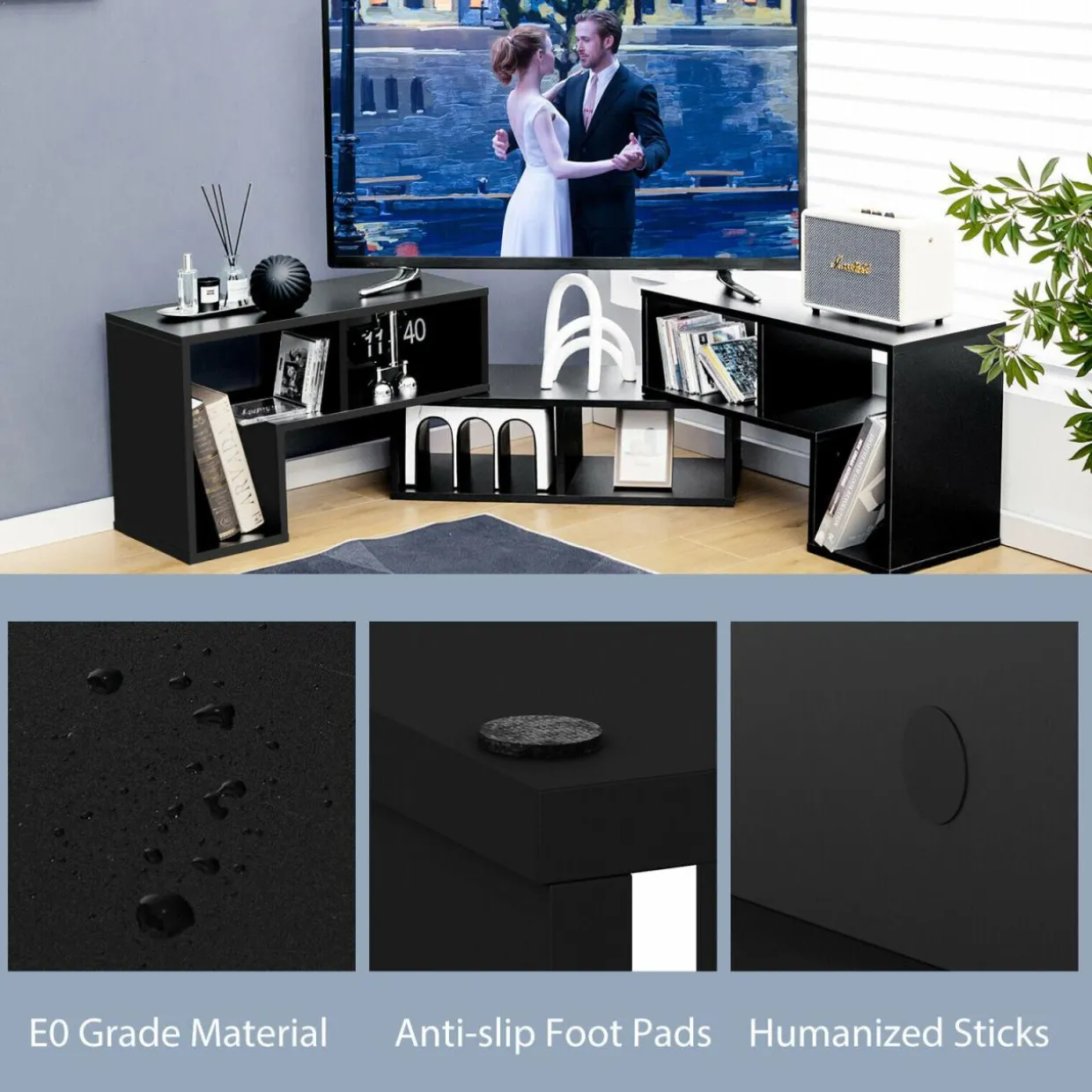 Tangkula 3 Pieces Console TV Stand, Free-Combination Entertainment Center for 50 55 60 65 Inch TV