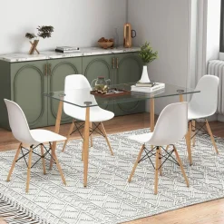 Tangkula 5 Pieces Dining Room Table Set, Modern Table & Chair Set for 4