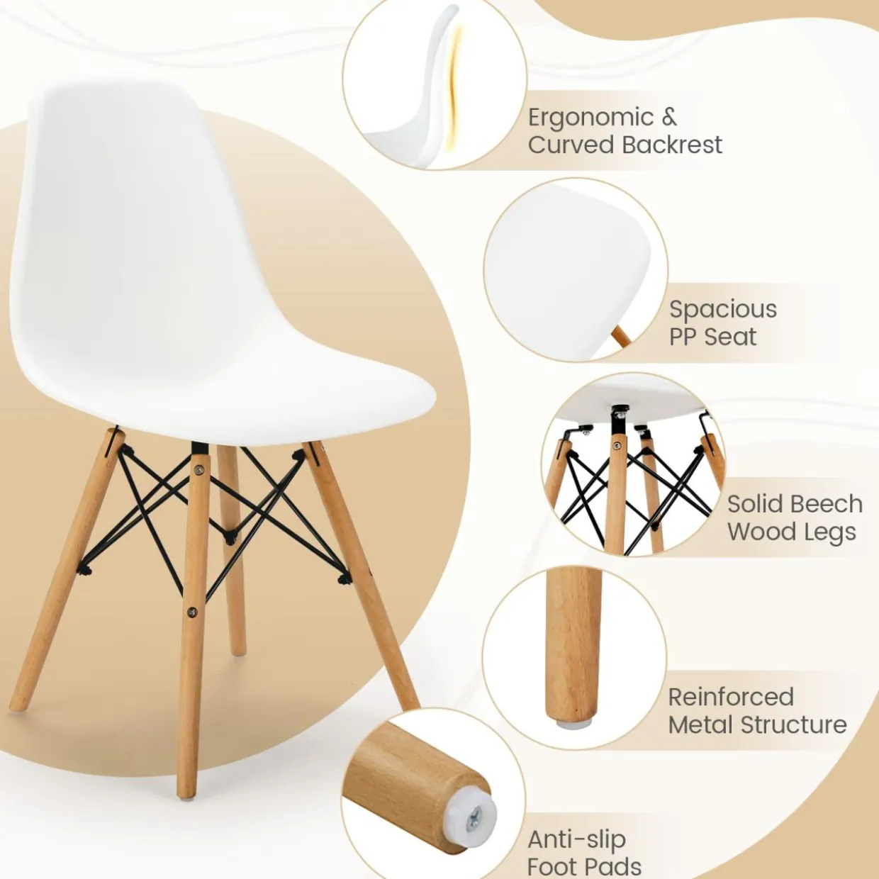 Tangkula 5 Pieces Dining Room Table Set, Modern Table & Chair Set for 4