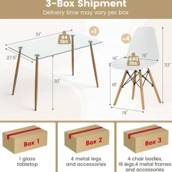 Tangkula 5 Pieces Dining Room Table Set, Modern Table & Chair Set for 4