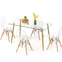 Tangkula 5 Pieces Dining Room Table Set, Modern Table & Chair Set for 4