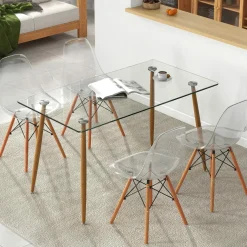 Tangkula 5 Pieces Dining Room Table Set, Modern Table & Chair Set for 4