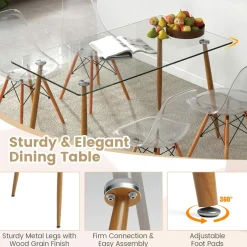 Tangkula 5 Pieces Dining Room Table Set, Modern Table & Chair Set for 4