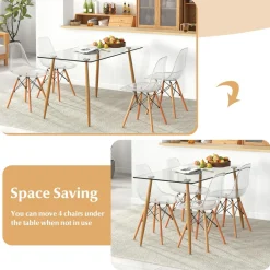 Tangkula 5 Pieces Dining Room Table Set, Modern Table & Chair Set for 4