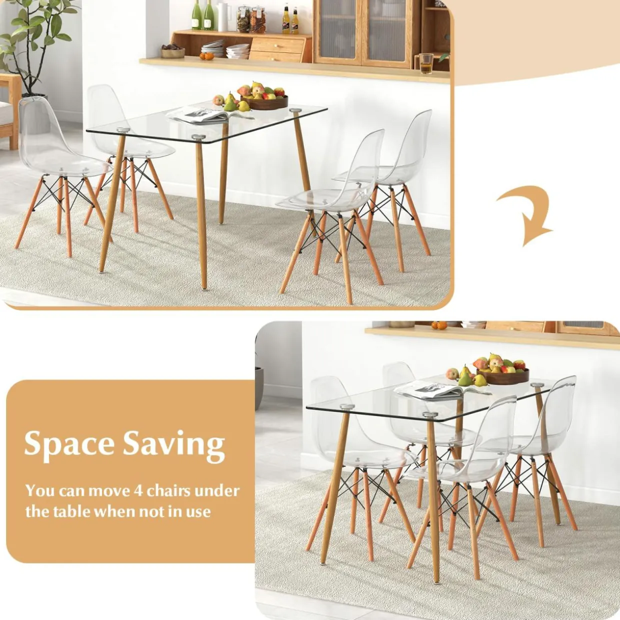 Tangkula 5 Pieces Dining Room Table Set, Modern Table & Chair Set for 4