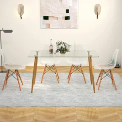 Tangkula 5 Pieces Dining Room Table Set, Modern Table & Chair Set for 4