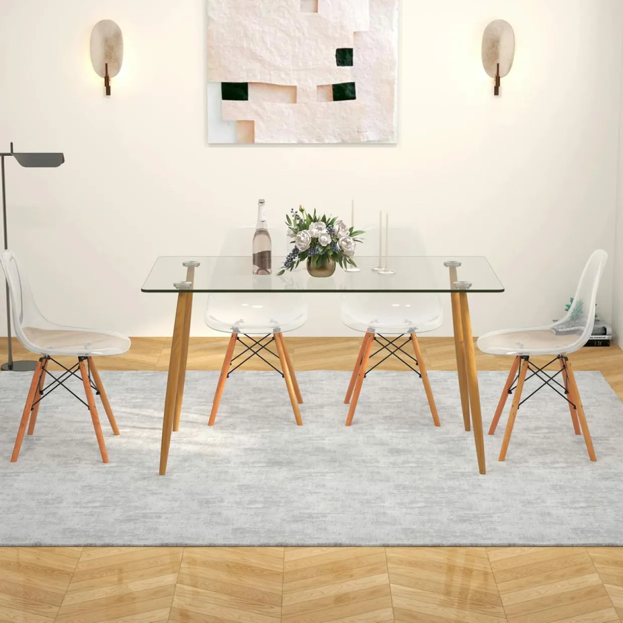 Tangkula 5 Pieces Dining Room Table Set, Modern Table & Chair Set for 4