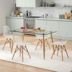 Tangkula 5 Pieces Dining Room Table Set, Modern Table & Chair Set for 4