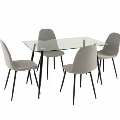 Tangkula 5 Pieces Dining Room Table Set, Modern Table & Chair Set for 4
