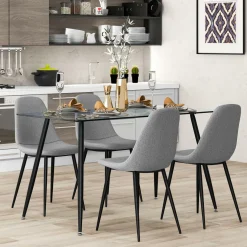 Tangkula 5 Pieces Dining Room Table Set, Modern Table & Chair Set for 4