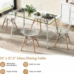 Tangkula 5 Pieces Dining Room Table Set, Modern Table & Chair Set for 4