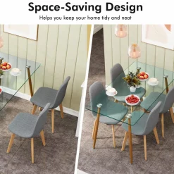 Tangkula 5 Pieces Dining Room Table Set, Modern Table & Chair Set for 4