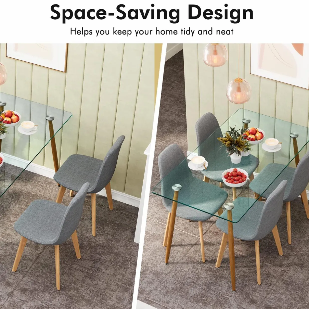 Tangkula 5 Pieces Dining Room Table Set, Modern Table & Chair Set for 4