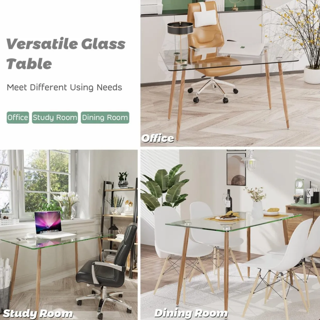 Tangkula 5 Pieces Dining Room Table Set, Modern Table & Chair Set for 4
