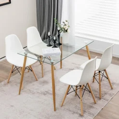 Tangkula 5 Pieces Dining Room Table Set, Modern Table & Chair Set for 4
