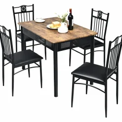 Tangkula 5 Pieces Dining Table and Chairs Set