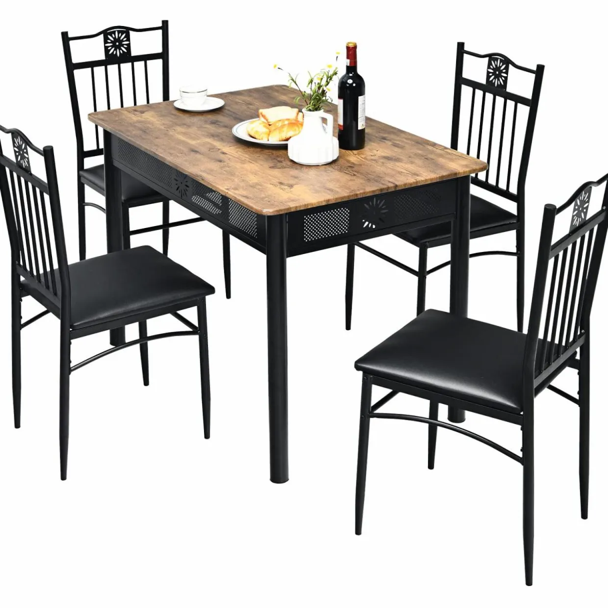 Tangkula 5 Pieces Dining Table and Chairs Set