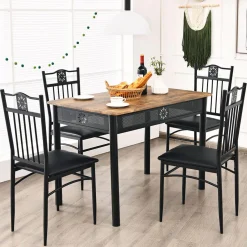 Tangkula 5 Pieces Dining Table and Chairs Set