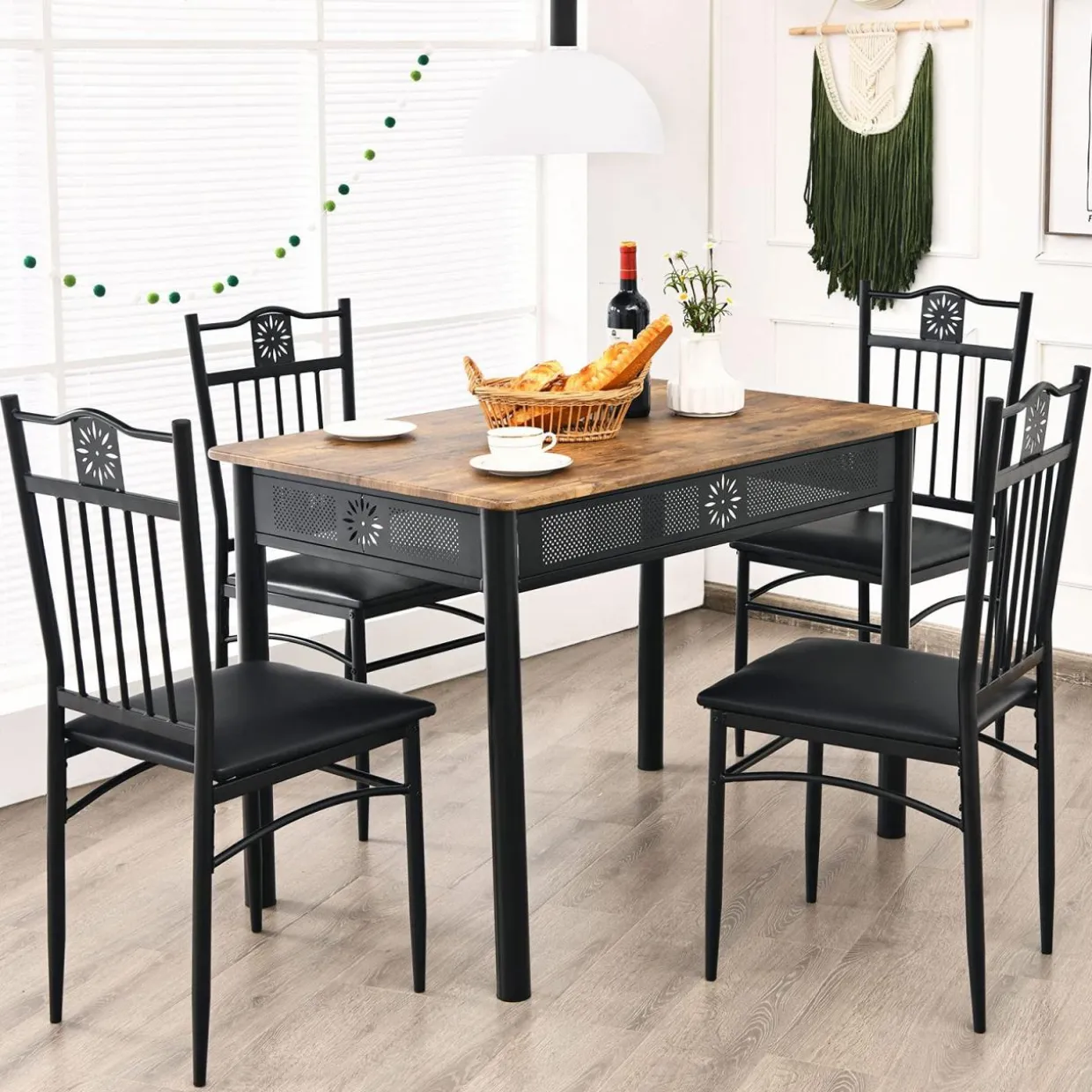 Tangkula 5 Pieces Dining Table and Chairs Set