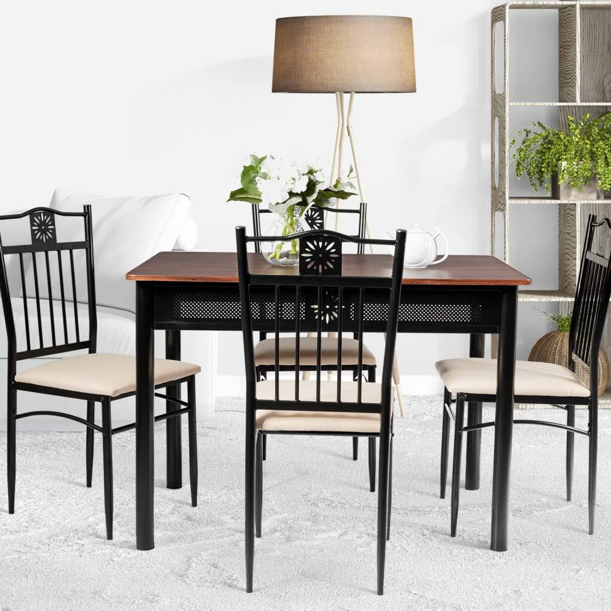 Tangkula 5 Pieces Dining Table and Chairs Set