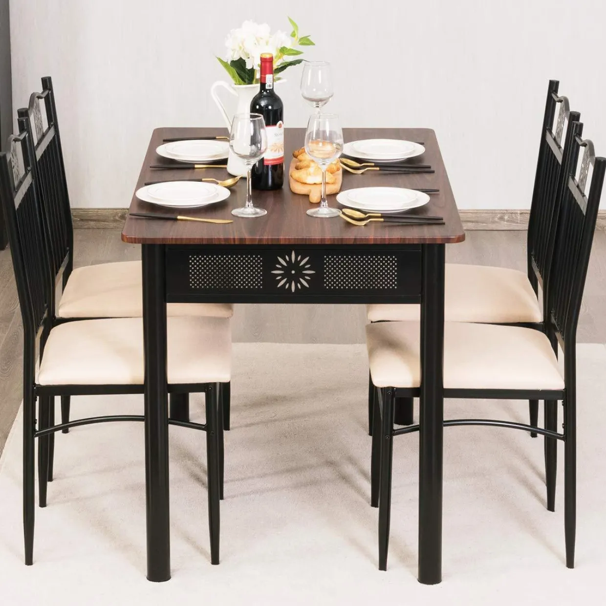 Tangkula 5 Pieces Dining Table and Chairs Set
