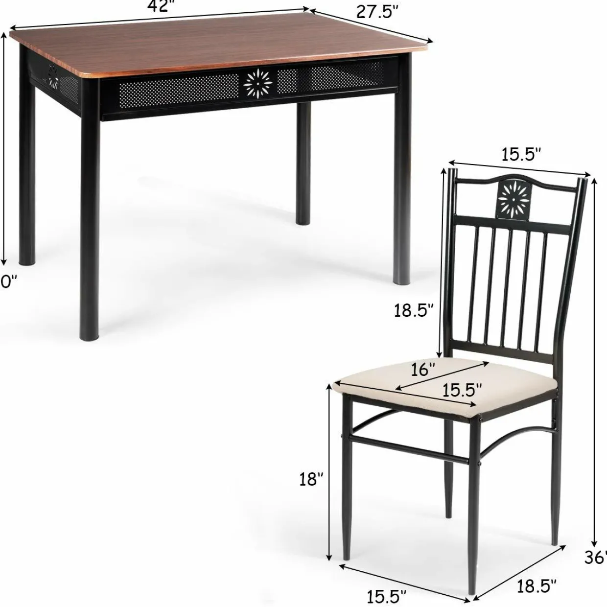 Tangkula 5 Pieces Dining Table and Chairs Set