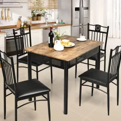 Tangkula 5 Pieces Dining Table and Chairs Set