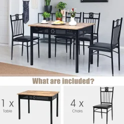 Tangkula 5 Pieces Dining Table and Chairs Set