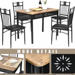 Tangkula 5 Pieces Dining Table and Chairs Set