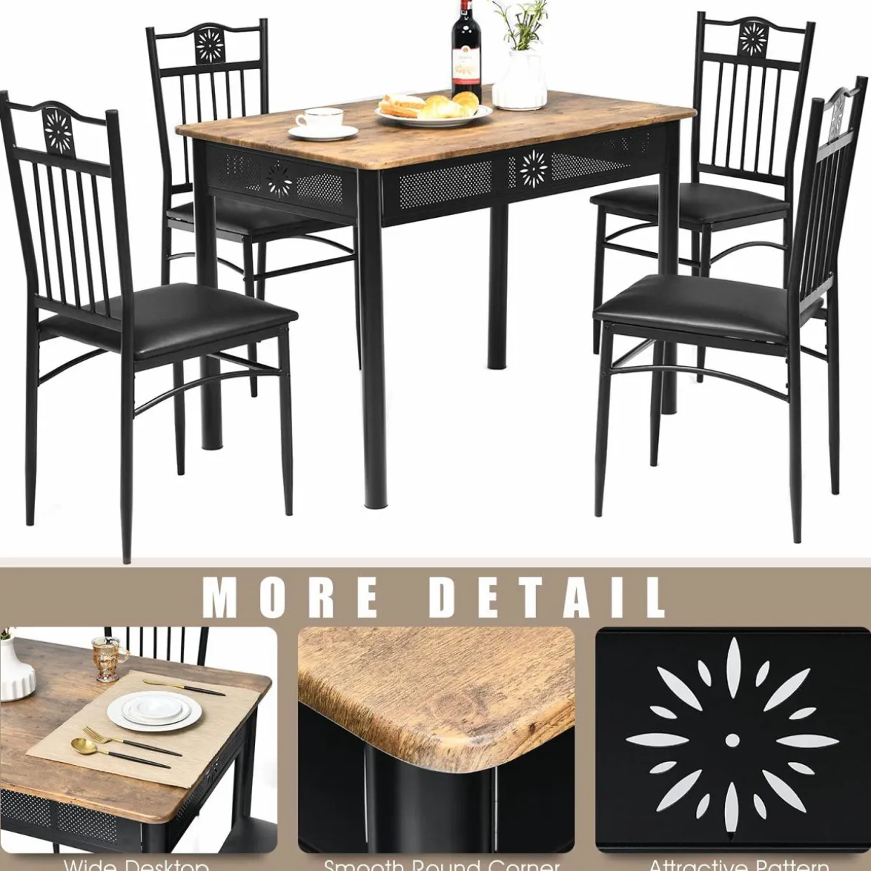 Tangkula 5 Pieces Dining Table and Chairs Set