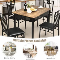 Tangkula 5 Pieces Dining Table and Chairs Set
