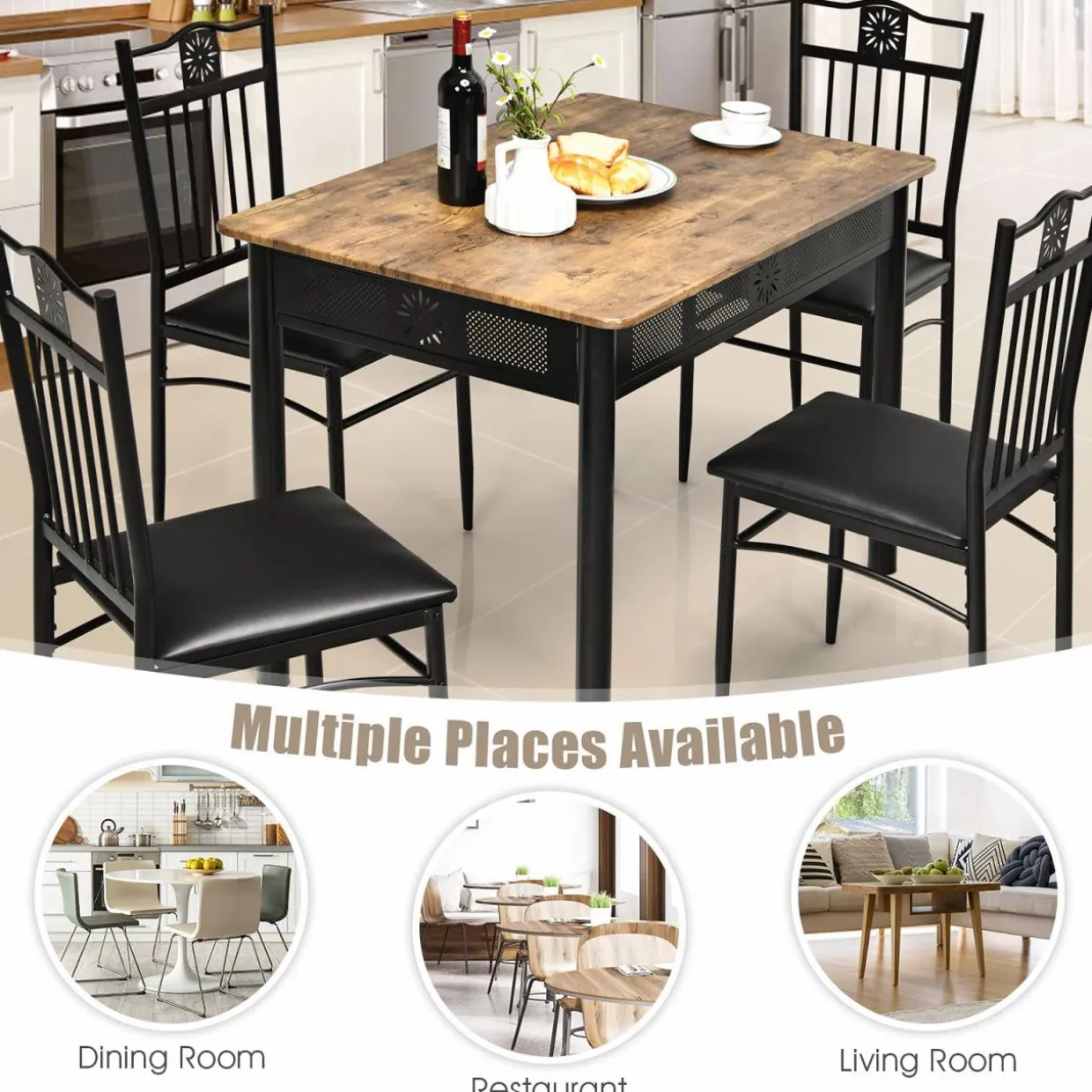 Tangkula 5 Pieces Dining Table and Chairs Set