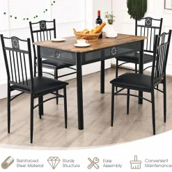 Tangkula 5 Pieces Dining Table and Chairs Set