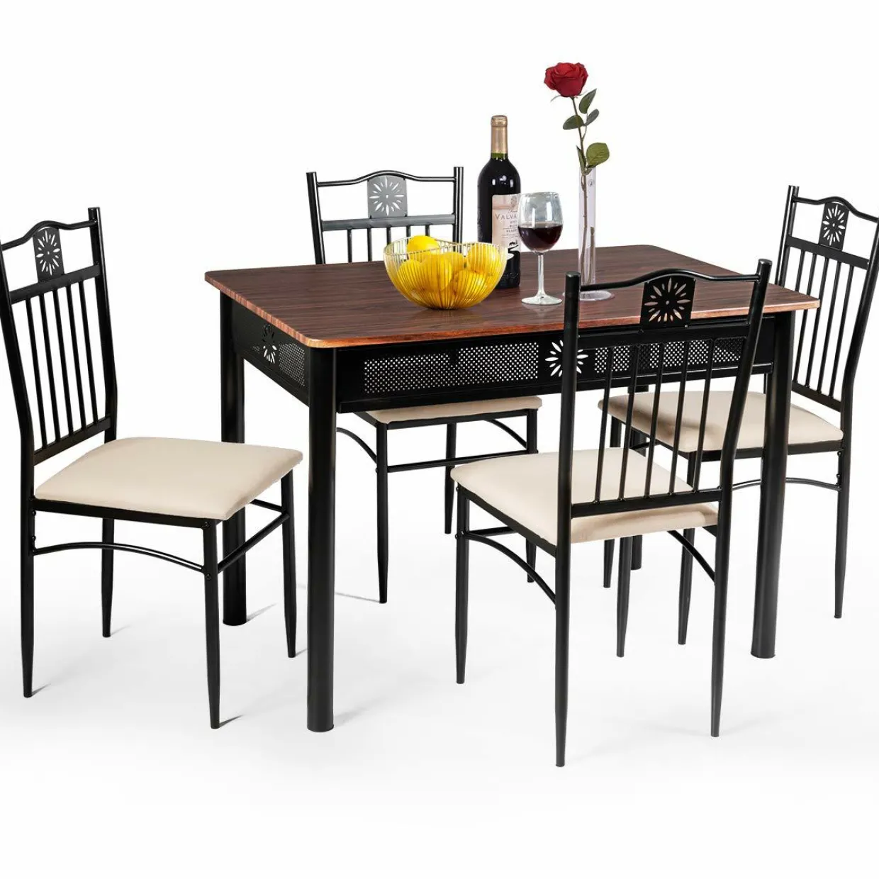 Tangkula 5 Pieces Dining Table and Chairs Set