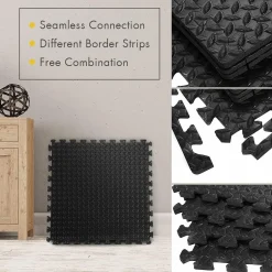 Tangkula 12 Pieces EVA Exercise Floor Mats with Border, 1/2
