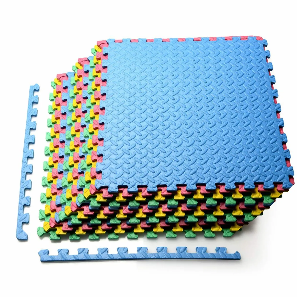 Tangkula 12 Pieces EVA Exercise Floor Mats with Border, 1/2" Interlocking Soft Foam Puzzle Play Mats
