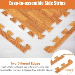 Tangkula 12 Pieces EVA Foam Puzzle Exercise Mat with Border, 3/8