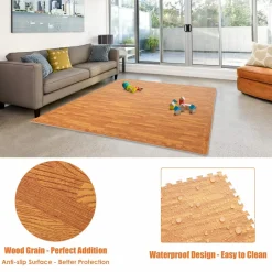 Tangkula 12 Pieces EVA Foam Puzzle Exercise Mat with Border, 3/8